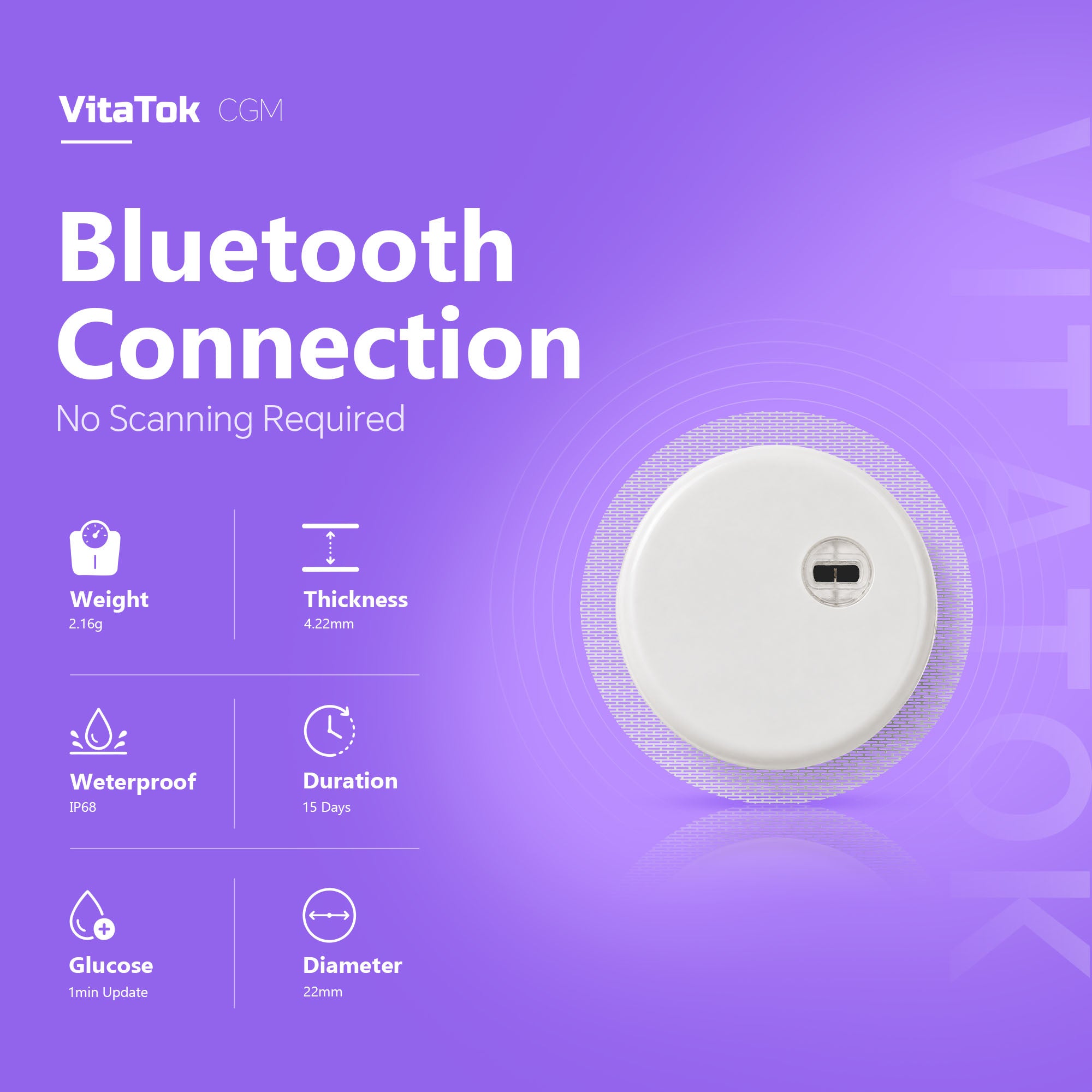 VitaTok™ CGM – AI-Powered Continuous Glucose Monitor | 15-Day Sensor
