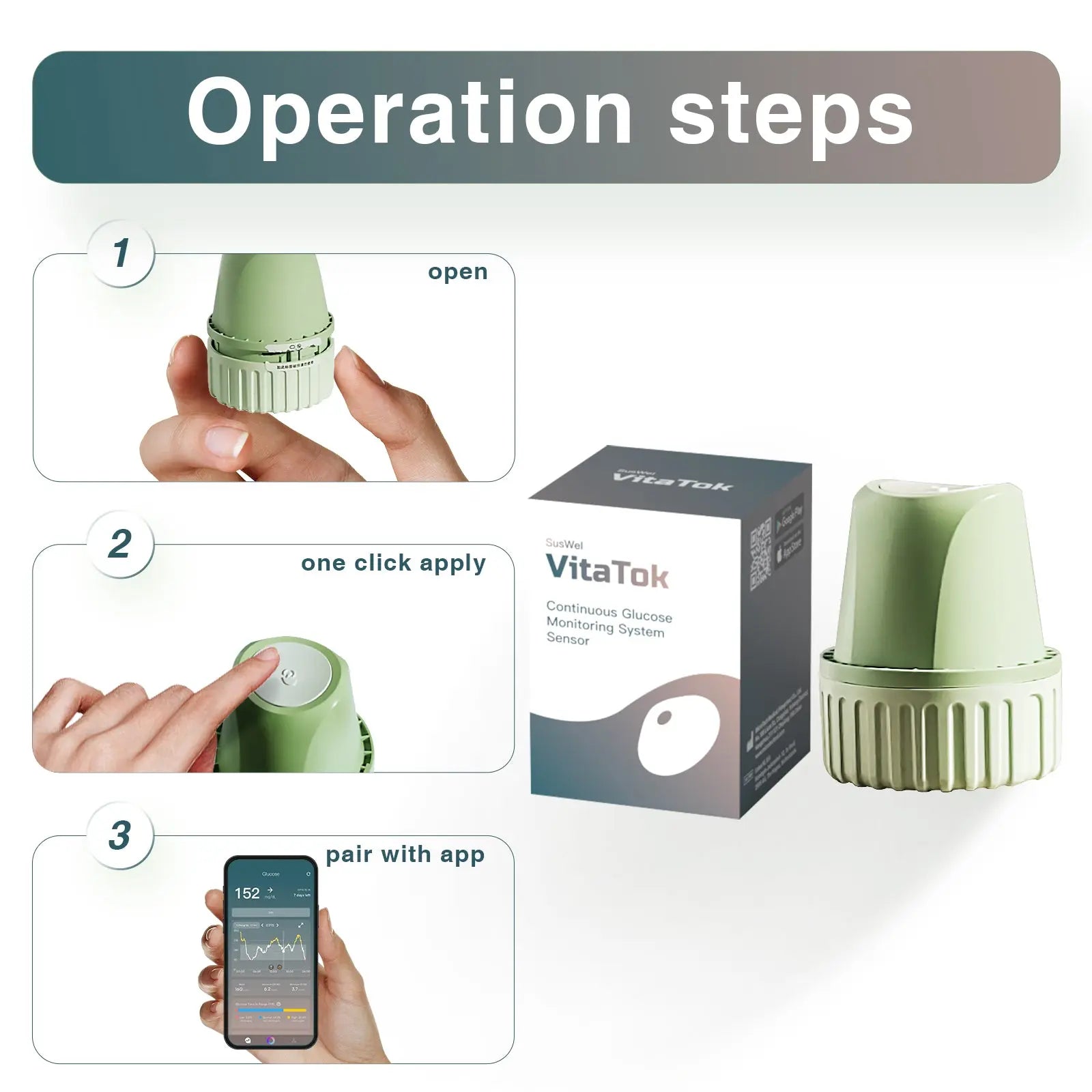 VitaTok™ CGM – AI-Powered Continuous Glucose Monitor | 15-Day Sensor